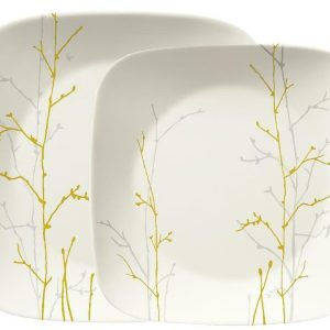 1 Corelle Market Street GILDED WOODS Square LUNCH or DINNER PLATE Silver Gold