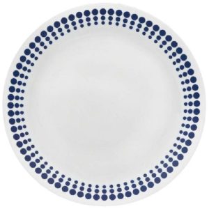 1 New Corelle SPOT ON 8 1/2 LUNCH PLATE Vintage Charm Navy Nostalgic Blue Dots