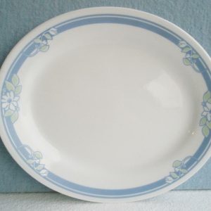 1 Corelle Jasmine OVAL PLATTER Plate Tray 9 1/2 Blue Green White Floral Blossom
