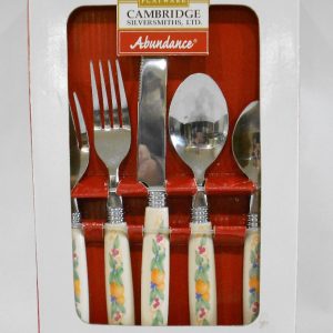 New 20-pc ABUNDANCE FLATWARE SET Fruit HARVEST Sandstone Cambridge Stainless