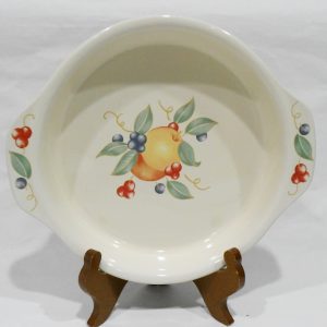 NEW Corelle 9 ABUNDANCE PIE PLATE Sandstone Stoneware Handles Fruit Deep Dish