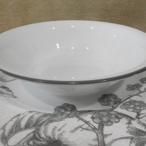 1 Corelle ANTIQUE LINEN 18-oz SOUP BOWL 7.25 Cereal Salad DARK GRAY GREY RIM