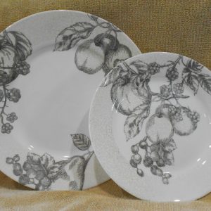 Corelle ANTIQUE LINEN UPick: 10.75 DINNER or 8.5 LUNCH PLATE Gray Fruit Floral