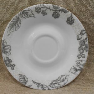 1 CORELLE Lifestyles ANTIQUE LINEN 6.25 CUP SAUCER Fruit Floral Dark Grey Gray
