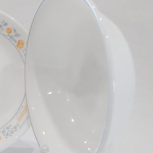 1 Corelle APRICOT GROVE 18-oz SOUP Cereal BOWL Gray Grey Rim *Peach Blue Floral