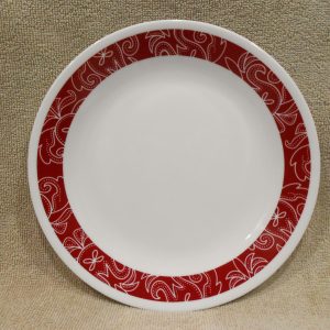 *NR MINT 1 Corelle Livingware BANDHANI 8.5 LUNCH PLATE Dark RED Bandana Paisley