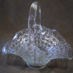 *Mint VTG. Pressed Glass BUBBLE BASKET Ruffled Rim Elegant EASTER Centerpiece