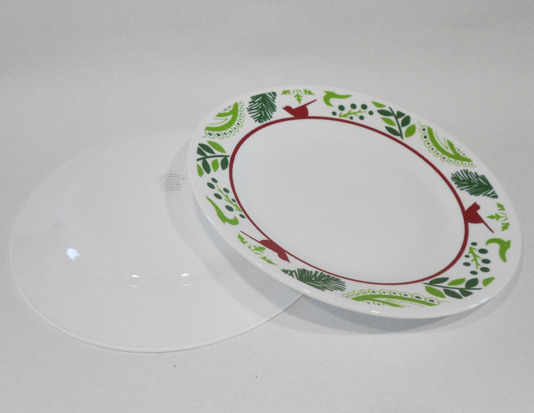 2 Corelle BIRDS & BOUGHS 8.5 LUNCH PLATES Christmas Red Cardinals Holiday - Image 3