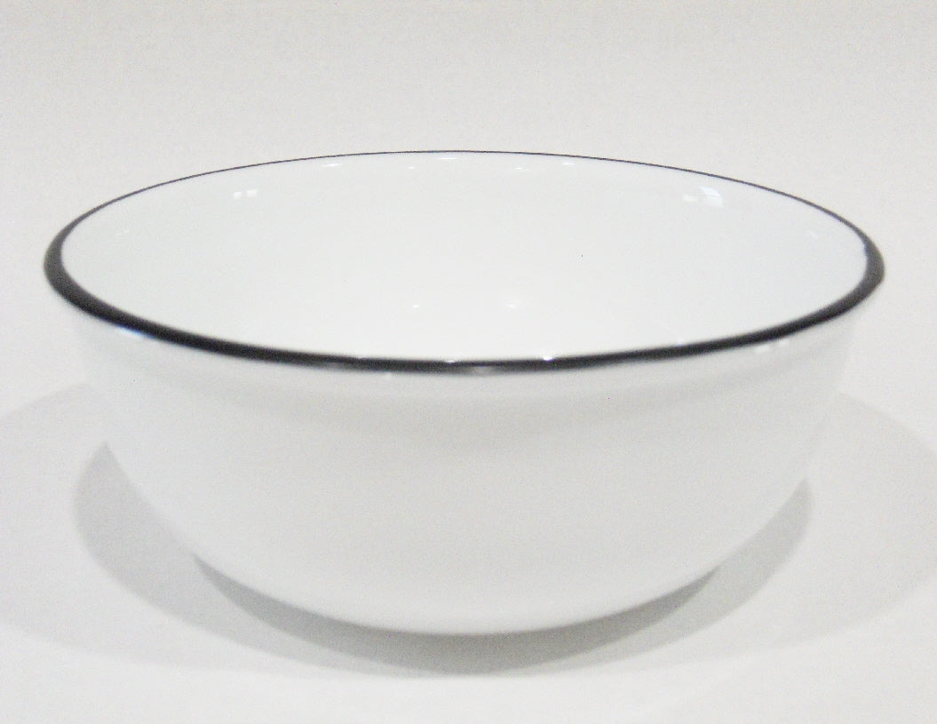 Corelle BLACK Rim 16-oz SOUP BOWL Cereal Salad *Woodland Leaves ~ City Ribbon - Image 2