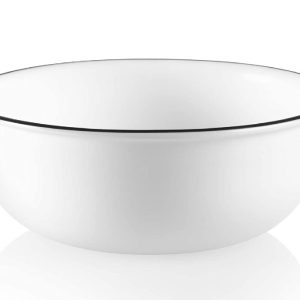 Corelle BLACK Rim 16-oz SOUP BOWL Cereal Salad *Woodland Leaves ~ City Ribbon