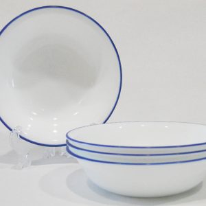 4 Corelle BREATHTAKING BLUE RIM 10-oz DESSERT BOWLS Fruit KEY WEST. TRUE. CAFE. MAVI