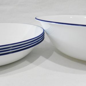 5-pc Corelle PASTA MEAL BOWL SET Bright Blue 20-oz Shallow & 2-Qt Serving Salad