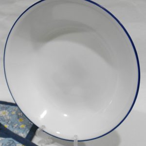Corelle BRIGHT BLUE RIM 20-oz PASTA BOWL Shallow Soup *Cobalt Circles True Ocean