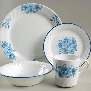 ❤️ 20-pc Corelle BLUE VELVET Roses DINNERWARE SET *Floral /Plates Bowls Cups