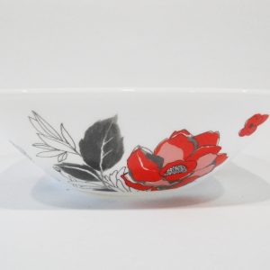 Corelle CHELSEA ROSE Square 22-oz SOUP BOWL Cereal 6.5 *Red Black Grey Floral