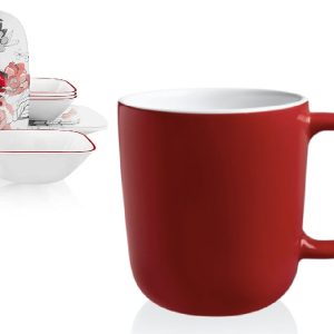 New CORELLE Coordinates CHELSEA ROSE 12.8-oz MUG Red White Stoneware Cup