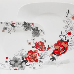 NEW Corelle CHELSEA ROSE *Choose: DINNER or LUNCH PLATE *Red Black Grey Floral