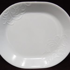 Corelle BOUTIQUE CHERISH 10 x 12 1/4 SERVING PLATTER *Embossed White Blossoms