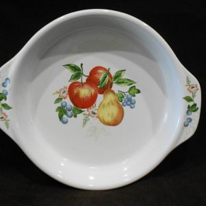 NEW Corelle 9 CHUTNEY PIE PLATE Fruit White Stoneware Handles Deep Dish