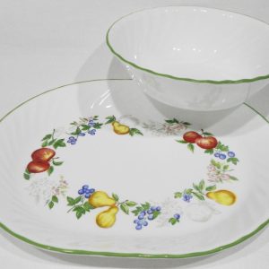 Corelle CHUTNEY FRUIT *Choice of: 1-Qt SERVING BOWL or PLATTER *White Swirl Rim