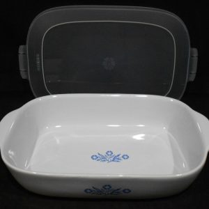 CORNING Anniversary 2.5-Qt CORNFLOWER BLUE Stoneware Baker *CASSEROLE & COVER