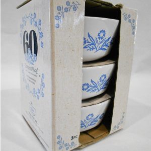 3-pc Corningware 6-oz RAMEKIN BOWL SET 3.5 Stoneware CORNFLOWER BLUE Bakers