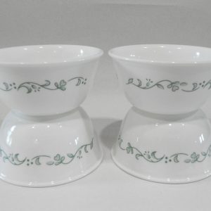 NEW 4 Corelle COUNTRY COTTAGE 12-oz RICE BOWLS Ice Cream Dessert Green Hearts