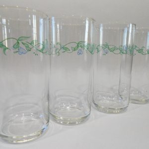4 Corelle COUNTRY COTTAGE 16-oz GLASSES Tapered Sides Cooler Tumblers Hearts Vines