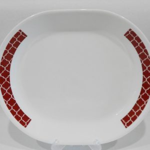 1 Corelle RED CRIMSON TRELLIS 12x10 Serving PLATTER Oblong Entree Chop Plate