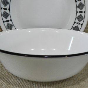 1 Corelle BLACK Rim 18-oz SOUP Cereal BOWL *Brasserie. Cusco. Mosaic. Dots