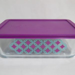 Pyrex DIAMONDS 11 Cup RECTANGULAR Food Storage Container TURQUOISE PURPLE