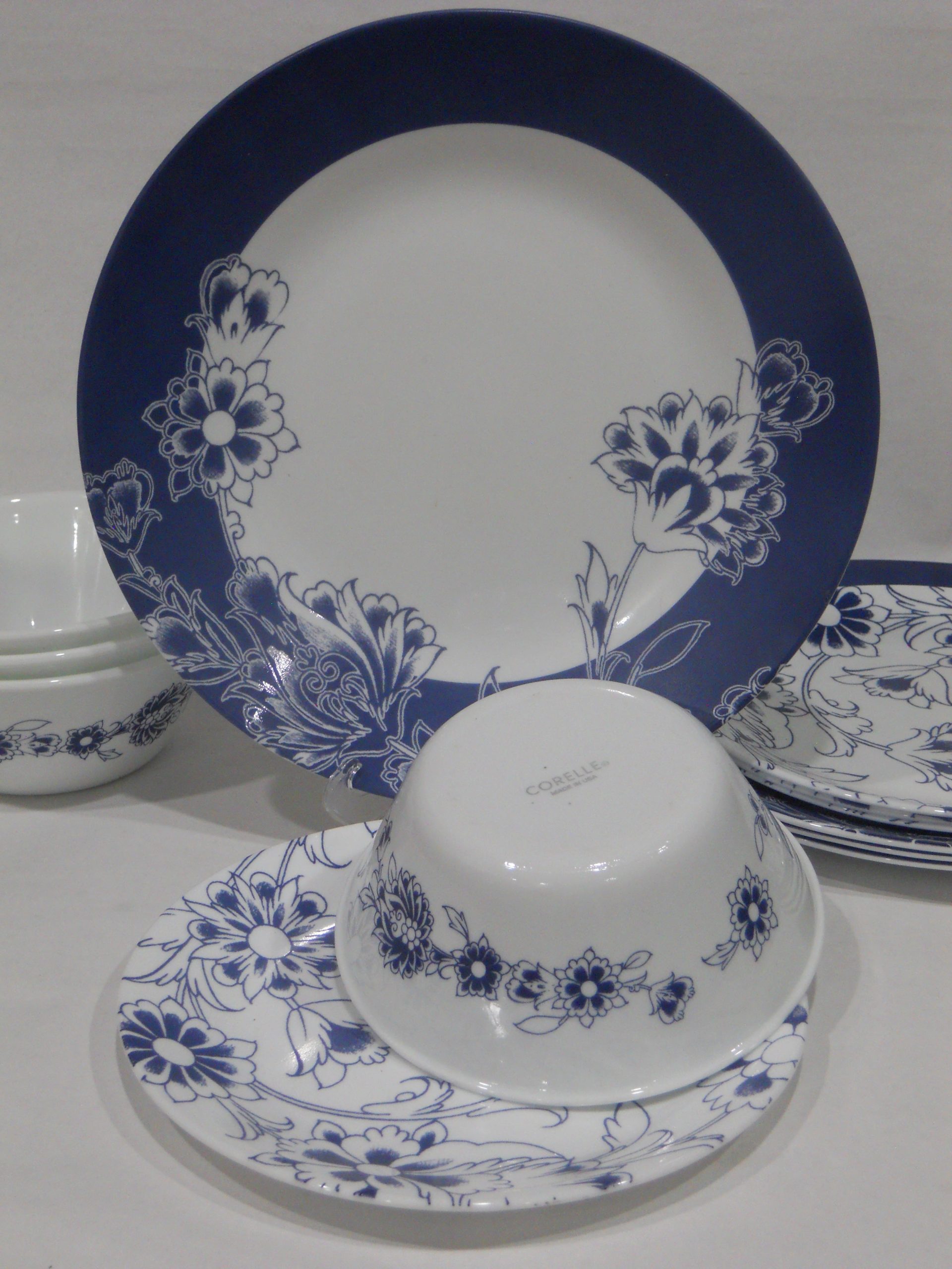 Corelle Signature INDIGO BLOOMS 21.5-oz SOUP Cereal Salad BOWL *Dark Blue Floral - Image 10