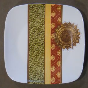 NEW Corelle Square BAMAKO 10 1/4 Dinner Plate GEOMETRIC AFRICAN FABRICS