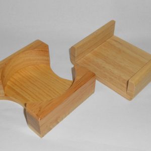 LIGHT OAK Wooden Drink COASTER CADDY Holder 4 ROUND or SQUARE Stoneware Tile Wood