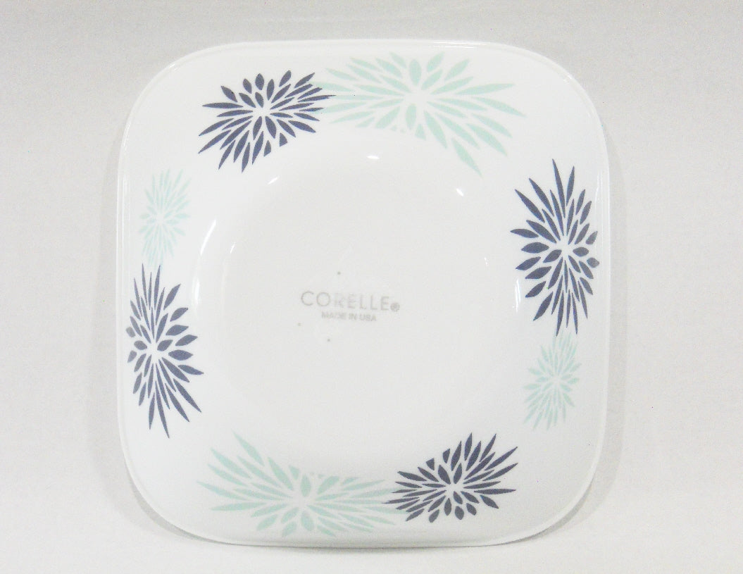 *New Corelle DAHLIA Square 22-oz SOUP BOWL Cereal 6.5 *Blue Green Flower Petals - Image 2