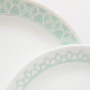 1 Corelle DELANO *Choose: DINNER or LUNCH PLATE *Aqua Blue Sea Mist Pale Green / Arched Spanish Tiles