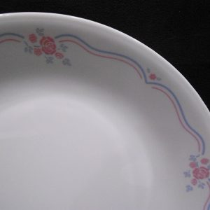 NEW 1 Corelle ENGLISH BREAKFAST Sandstone DINNER PLATE Pink Roses Blue Ribbon