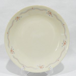 EUC Corelle ENGLISH BREAKFAST 8 1/2 LUNCH PLATE Sandstone Pink Roses Blue Ribbon