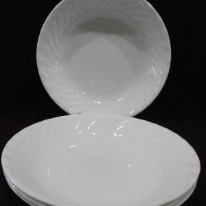 4 Corelle ENHANCEMENTS 20-oz PASTA BOWLS Soup 8.5 White Swirled Fluted Rim