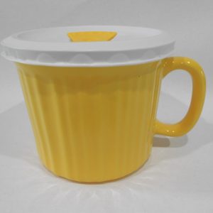 NEW Corningware CURRY YELLOW GOLD 20-oz MEAL MUG French White Pop-Ins Vent Lid