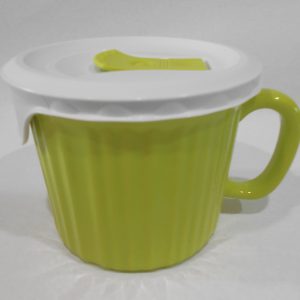 NEW Corningware SPROUT GREEN 20-oz MEAL MUG French White Pop-Ins Vent Lid