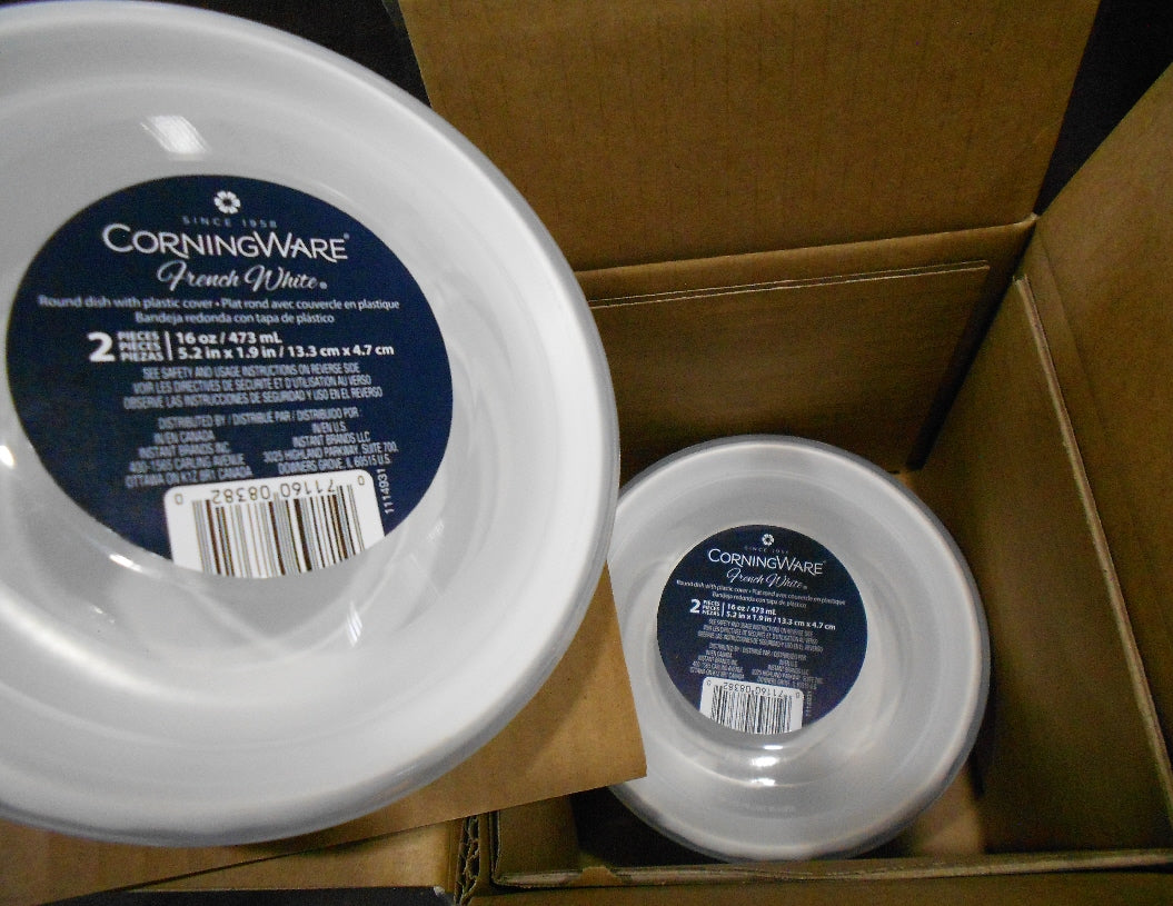 2 Corningware FRENCH WHITE Round 16-oz DISH & COVERS Bake Serve Store Bowls - Image 3