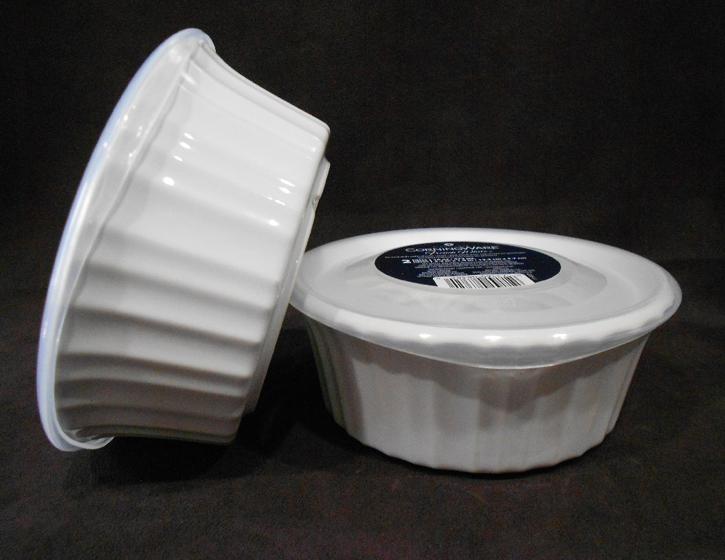 2 Corningware FRENCH WHITE Round 16-oz DISH & COVERS Bake Serve Store Bowls - Image 6