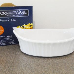 1 Corningware FRENCH WHITE 18-oz AU GRATIN APPETIZER DISH Oval Stoneware Baker