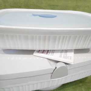 NEW Corningware French White 9x13 STONEWARE DISH & Cover in THERMAL CARRIER