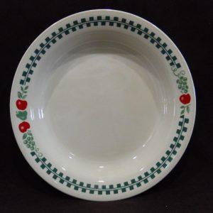 Corelle FARM FRESH Sandstone 15-oz Flat Rim Soup BOWL Green Gingham Apples JAM
