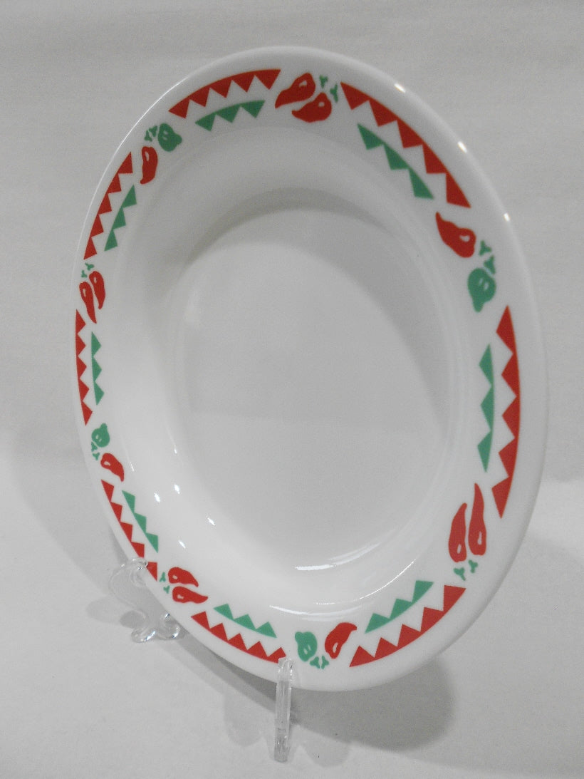 Corelle FIESTA 15-oz BOWL Flat Rim Pasta Soup Plate *Red Green Chili Peppers - Image 3