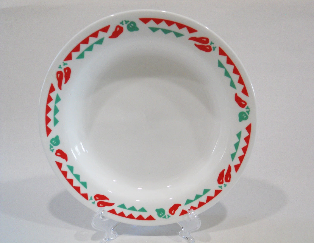 Corelle FIESTA 15-oz BOWL Flat Rim Pasta Soup Plate *Red Green Chili Peppers