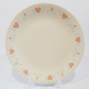1 Corelle Sandstone FOREVER YOURS 10 1/4 DINNER PLATE Pink Hearts & Floral