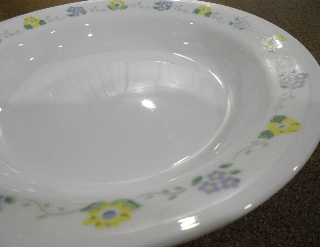 1 CORELLE Corning FORGET ME NOT 15-oz Flat Rim SOUP BOWL Purple Yellow Floral - Image 3
